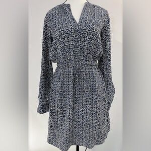 LOFT Blue & White Casual Long Tab-Sleeved Shirt-Dress | S